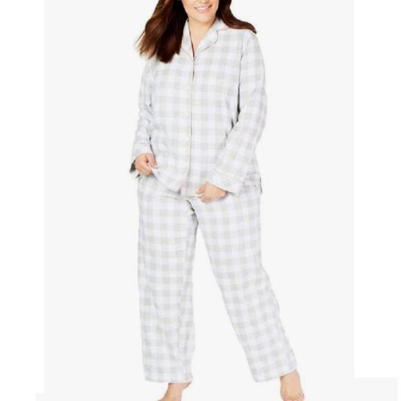 Charter Club Printed Cotton Flannel Pajama Set in Tonal Plaid Size XXL - Picture 1 of 1
